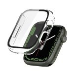 Electroplating Shockproof PC Protective Case with Tempered Glass Film For Apple Watch Series 9 / 8 / 7 45mm(Transparent