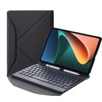 Δερμάτινη θήκη πληκτρολογίου Bluetooth B0N5 Diamond Texture με Τριγωνική υποστήριξη πλάτης για Xiaomi Pad 5 / 5 Pro (Μαύρο + Μαύρο)