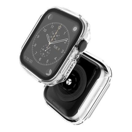 Plating PC Frame Watch Case with Tempered Film For Apple Watch Series 8 / 7 41mm(Transparent)