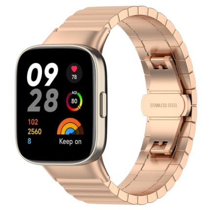 For Xiaomi Redmi Watch 3 / Mi Watch Lite 3 One-bead Steel Metal Watch Band(Rose Gold)
