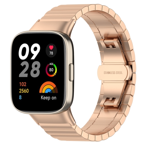 EDA004344401C For Xiaomi Redmi Watch 3 / Mi Watch Lite 3 One-bead Steel Metal Watch Band(Rose Gold) - Image 1