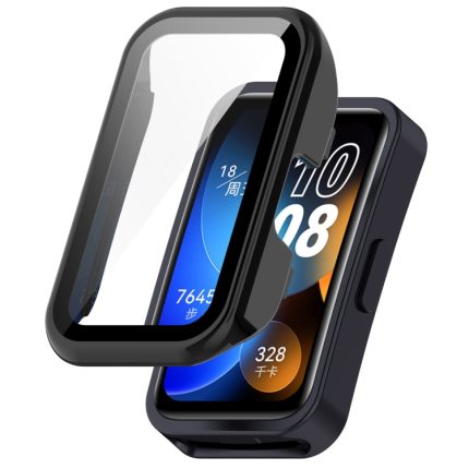 Για Huawei Band 8 + Ενσωματωμένη προστατευτική θήκη ρολογιού με σκληρυμένη μεμβράνη (Μαύρη)