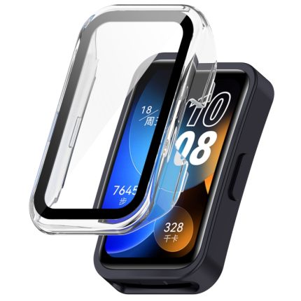 Για Huawei Band 8 + Ενσωματωμένη προστατευτική θήκη ρολογιού με σκληρυμένο φιλμ (Διαφανές λευκό)