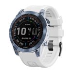 For Garmin Tactix 7 Pro / Fenix 7X / 6X Pro 26mm Screw Black Steel Buckle Silicone Watch Band(White)