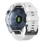 For Garmin Tactix 7 Pro / Fenix 7X / 6X Pro 26mm Screw Black Steel Buckle Silicone Watch Band(White) - Image 2