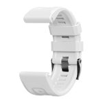 For Garmin Tactix 7 Pro / Fenix 7X / 6X Pro 26mm Screw Black Steel Buckle Silicone Watch Band(White) - Image 3