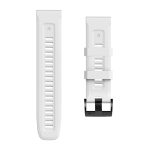 For Garmin Tactix 7 Pro / Fenix 7X / 6X Pro 26mm Screw Black Steel Buckle Silicone Watch Band(White) - Image 5