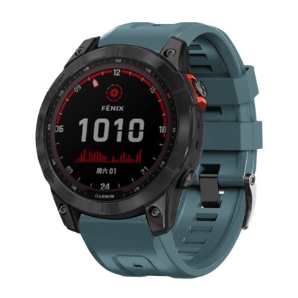 For Garmin Tactix 7 Pro / Fenix 7X / 6X Pro 26mm Screw Black Steel Buckle Silicone Watch Band(Navy Blue)