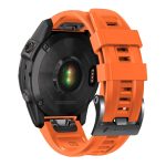 For Garmin Tactix 7 Pro / Fenix 7X / 6X Pro 26mm Screw Black Steel Buckle Silicone Watch Band(Orange) - Image 2