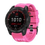 For Garmin Tactix 7 Pro / Fenix 7X / 6X Pro 26mm Screw Black Steel Buckle Silicone Watch Band(Pink)