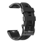 For Garmin Tactix 7 Pro / Fenix 7X / 6X Pro 26mm Screw Black Steel Buckle Silicone Watch Band(Black) - Image 4