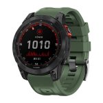 For Garmin Tactix 7 Pro / Fenix 7X / 6X Pro 26mm Screw Black Steel Buckle Silicone Watch Band(Army Green