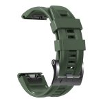 For Garmin Tactix 7 Pro / Fenix 7X / 6X Pro 26mm Screw Black Steel Buckle Silicone Watch Band(Army Green - Image 4
