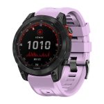 For Garmin Tactix 7 Pro / Fenix 7X / 6X Pro 26mm Screw Black Steel Buckle Silicone Watch Band(Light Purple)