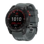 For Garmin Tactix 7 Pro / Fenix 7X / 6X Pro 26mm Screw Black Steel Buckle Silicone Watch Band(Grey)