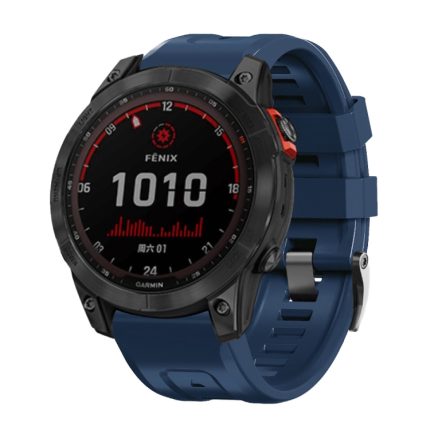 For Garmin Tactix 7 Pro / Fenix 7X / 6X Pro 26mm Screw Black Steel Buckle Silicone Watch Band(Midnight Blue)