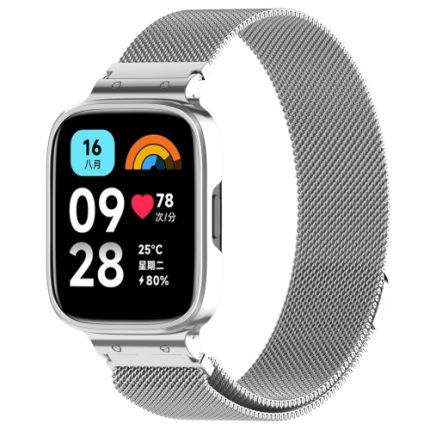 Για Redmi Watch 3 Lite / Watch 3 Active 2 in 1 Milan Metal Watch Band με πλαίσιο ρολογιού (ασημί)