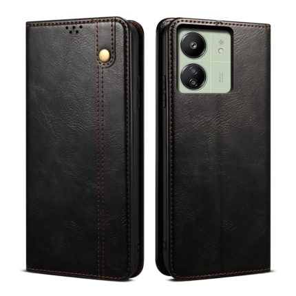 Xiaomi For  Redmi 13C / Poco C65 Oil Wax Crazy Horse Texture Leather Phone Case(Black)