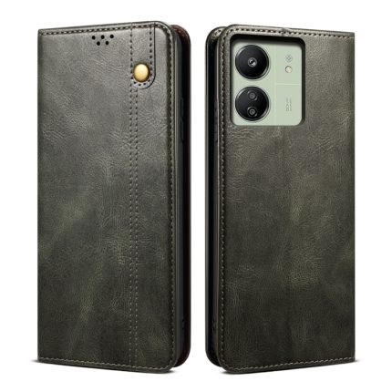 Xiaomi For  Redmi 13C / Poco C65 Oil Wax Crazy Horse Texture Leather Phone Case(Green)
