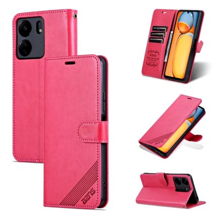Xiaomi For  Poco C65/Redmi 13C AZNS Sheepskin Texture Flip Leather Phone Case(Red)