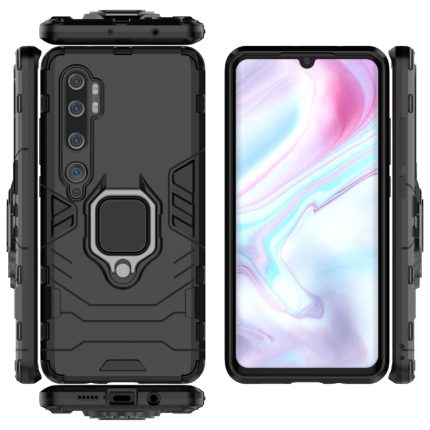 Xiaomi For Mi CC9 Pro / Mi Note 10 / Mi Note 10 Pro PC + TPU Shockproof Protective Case with Magnetic Ring Holder(Black