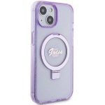 Γνήσια θήκη GUESS Hardcase GUHMP15SHRSGSU για iPhone 15 (Λογότυπο Magsafe / Glitter Script / Βάση δαχτυλιδιού / μωβ) - Image 5