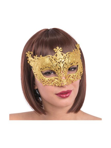 Αποκριάτικη Μάσκα Ματιών Χρυσή με Glitter