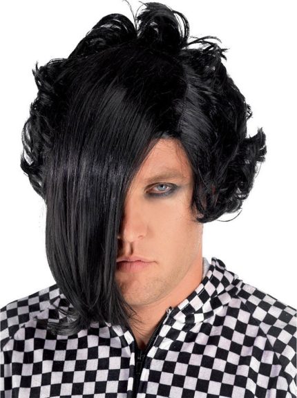 Αποκριάτικη Περούκα Ίσια Μαύρη Emo