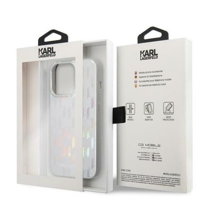 Karl Lagerfeld Iridescent Monogram Back Cover Πλαστικό Ασημί (iPhone 14 Pro Max)
