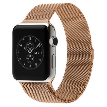 Για Apple Watch 42mm Milanese Loop Μαγνητικό λουράκι ρολογιού από ανοξείδωτο χάλυβα (ροζ χρυσός)