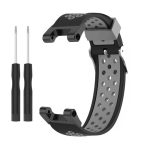 For Amazfit T-Rex / T-Rex Pro / Ares 3-Row Holes Two-color Silicone Watch Band (Black Grey) - Image 3