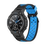 For Amazfit T-Rex / T-Rex Pro / Ares 3-Row Holes Two-color Silicone Watch Band (Black /Blue)