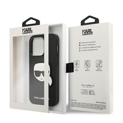 Karl Lagerfeld Saffiano Karl`s Head Patch Back Cover Σιλικόνης Μαύρο (iPhone 14 Pro)