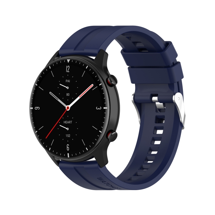 EDA001310101N_3 For Amazfit GTR 2e / GTR 2 22mm Silicone Watch Band with Silver Buckle(Midnight Blue) - Image 1