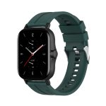 For Amazfit GTS 2e / GTS 2 20mm Silicone Watch Band with Silver Buckle(Dark Green)