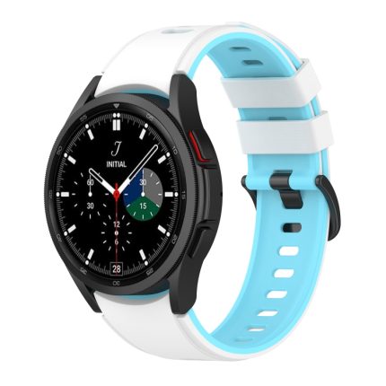 For Samsung Galaxy Watch4 Classic 42mm / 46mm Two-color Silicone Strap Watch Band(White Sky Blue)