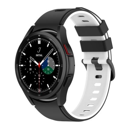 For Samsung Galaxy Watch4 Classic 42mm / 46mm Two-color Silicone Strap Watch Band(Black White)