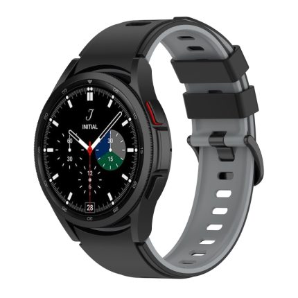 For Samsung Galaxy Watch4 Classic 42mm / 46mm Two-color Silicone Strap Watch Band(Black Grey)