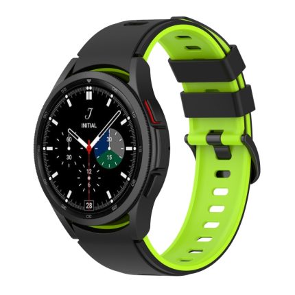 For Samsung Galaxy Watch4 Classic 42mm / 46mm Two-color Silicone Strap Watch Band(Black Lime Green)