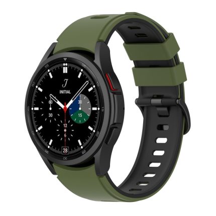 For Samsung Galaxy Watch4 Classic 42mm / 46mm Two-color Silicone Strap Watch Band(Green Black)