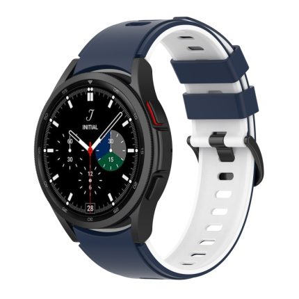 For Samsung Galaxy Watch4 Classic 42mm / 46mm Two-color Silicone Strap Watch Band(Blue White)