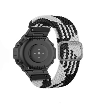 For Amazfit T-Rex / T-Rex Pro / Ares Adjustable Buckle Braided Nylon Watch Band (Black + White)