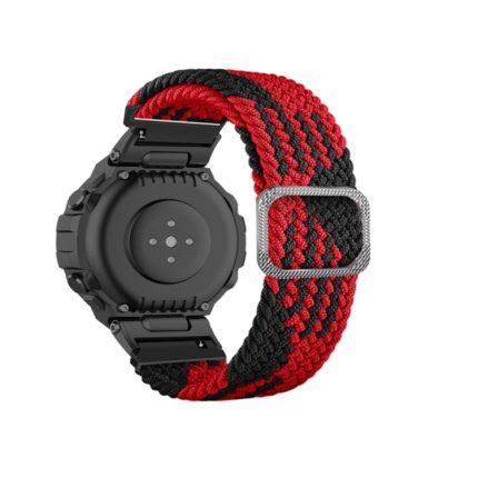 For Amazfit T-Rex / T-Rex Pro / Ares Adjustable Buckle Braided Nylon Watch Band (Black + Red)