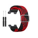 For Amazfit T-Rex / T-Rex Pro / Ares Adjustable Buckle Braided Nylon Watch Band (Black + Red) - Image 3