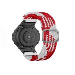 For Amazfit T-Rex / T-Rex Pro / Ares Adjustable Buckle Braided Nylon Watch Band (Red + White)
