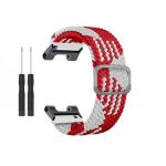 For Amazfit T-Rex / T-Rex Pro / Ares Adjustable Buckle Braided Nylon Watch Band (Red + White) - Image 3