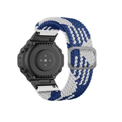 For Amazfit T-Rex / T-Rex Pro / Ares Adjustable Buckle Braided Nylon Watch Band (Blue + White)