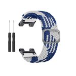 For Amazfit T-Rex / T-Rex Pro / Ares Adjustable Buckle Braided Nylon Watch Band (Blue + White) - Image 3