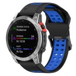 For Garmin Enduro2 / Tactix7 26mm Reverse Buckle Two-color Silicone Watch Band(Black Blue)