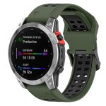 For Garmin Enduro2 / Tactix7 26mm Reverse Buckle Two-color Silicone Watch Band(Army Green Black)